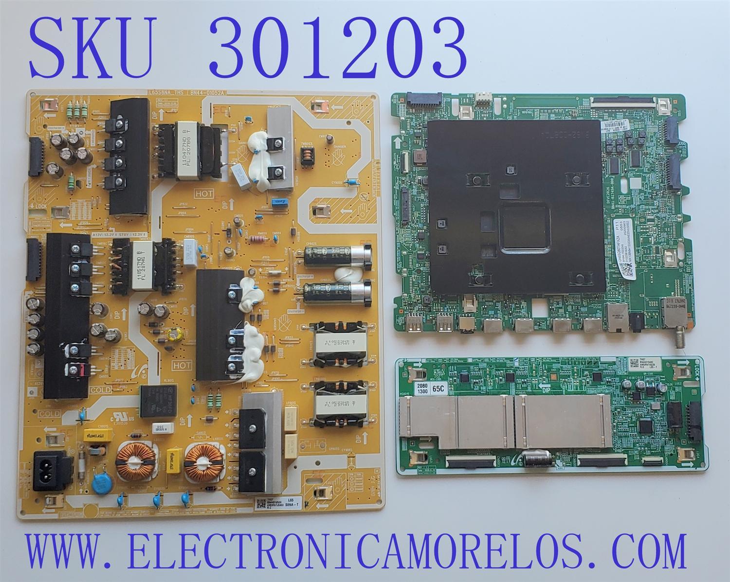 KIT DE TARJETAS PARA SMAR TV SAMSUNG QLED 4K MAIN BN94-15333W / BN41-02749A / BN97-16592N / FUENTE BN4401052A / L65S8NA_THS / T-CON BN4401046C / L65S8NC / PANEL CY-TT065FMAV4H / DISPLAY T650QVN08.E / BN96-50250A / MODELO QN65Q80TAFXZA / QN65Q80TAFXZA AB03